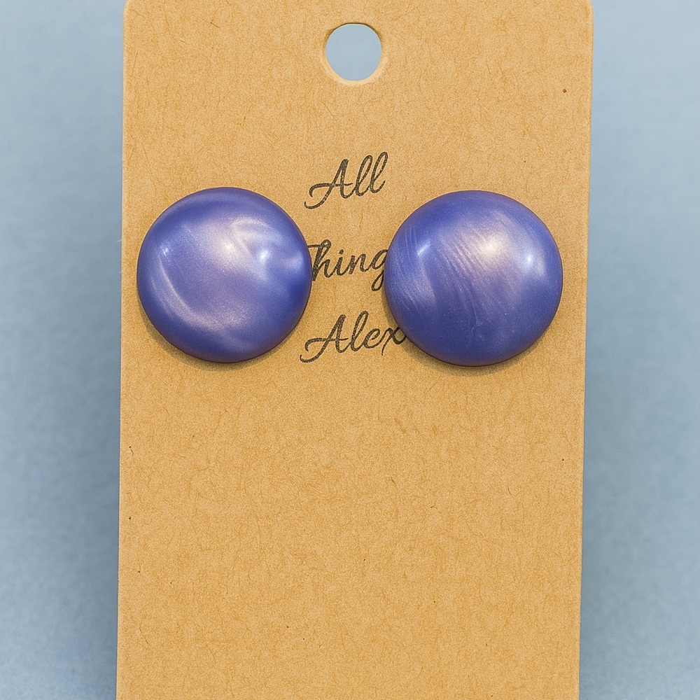 Purple Button Earrings